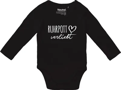 Produktbild von Huuraa Baby Body Ruhrpott verliebt 62 Black  Baumwolle Fairtrade Langarmbody Geschenkidee
