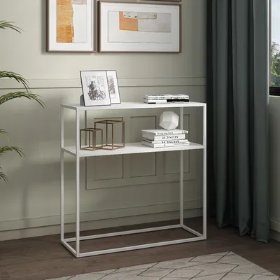 Image de Table console 'Kuhmo' avec plateau métallique 80 x 80 x 30 cm blanc