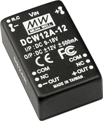 Produktbild von MEANWELL DCW12A-12, DC DC-Wandler, 9-18V:+ -12V 500mA 12W