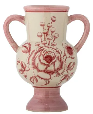 Produktbild von Bloomingville VASE ALEA mit Henkeln Rosa Blumen Motiv 21x13 cm