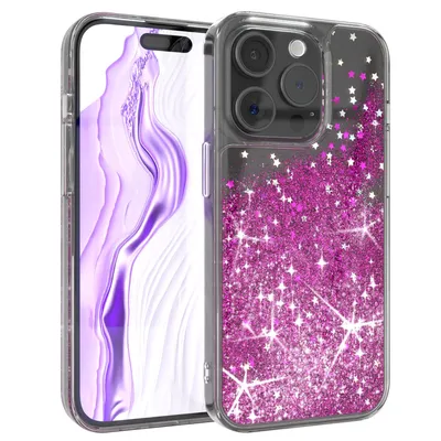 Produktbild von EAZY CASE - Glitzer Hülle kompatibel mit  Apple iPhone 15 Pro Glitzer Schutzhülle, Soft Case, Backcover Transparent mit Motiv