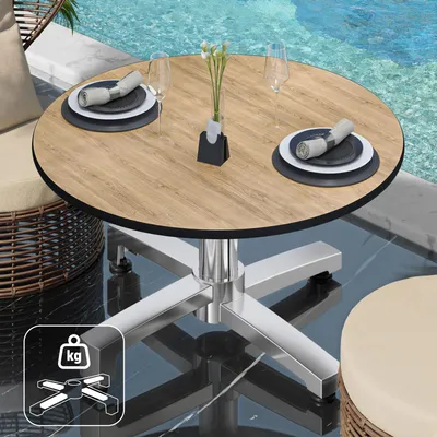 Produktbild von CPBC | Compact Loungetisch | Ø:H 60 x 42 cm | Eiche / Aluminium | Zusatzgewicht | Bistro Loungetisch Gastro Tisch