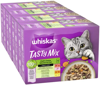Produktbild von WHISKAS® Portionsbeutel Multipack Tasty Mix Chef's Choice in Sauce 4 x 12 x 85g