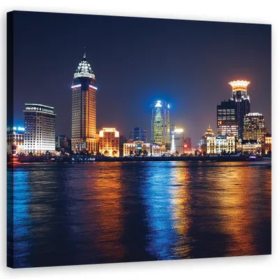 Produktbild von Leinwandbild städte & architektur - blau 50x50 cm Feeby blau wandbild bereit zum aufhängen