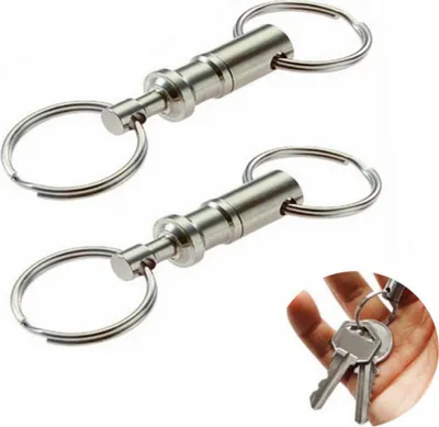 Produktbild von 2 Stück/Set Schlüsselanhänger, langlebig, tragbar, abnehmbar, leicht, praktisch, glatte Oberfläche, stabil, verformungssicher, rostfreier Outdoor-Schlüsselanhänger zum Klettern