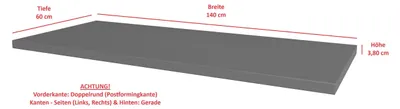 Produktbild von Arbeitsplatte 140cm 38mm Anthrazit matt Küche Nessa Scandi Old Style Ava-AR Luna