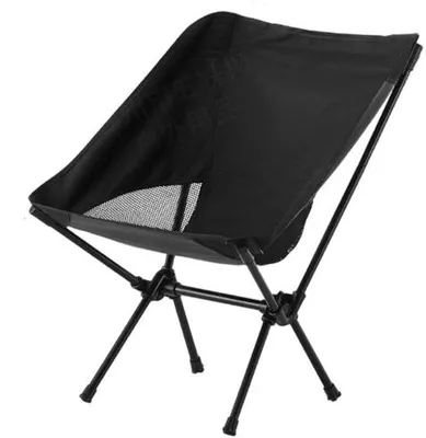 Image de Chaise de camping légère - Pliable - Compacte - Pour la randonnée, les excursions avec sac à dos, la plage - Noir