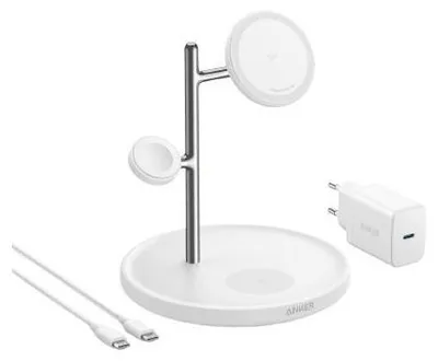Produktbild von Anker MagGo Kabellose Ladestation (3-in-1 Ständer) Weiß