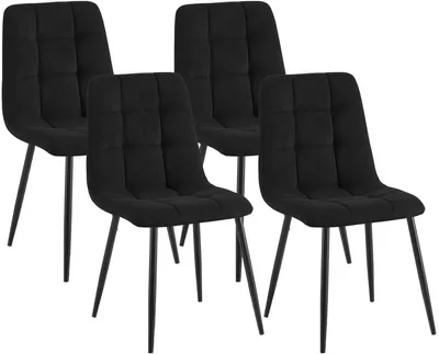 Produktbild von CLP 4er Set Esszimmerstuhl Tilde gepolstert mit Rückenlehne bis 150 kg belastbar schwarz Material Cord, KI-generiertes Bild
