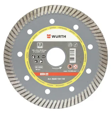 Produktbild von WÜRTH Diamanttrennscheibe TURBO REDSTRIPE 180 x 2,4 mm Beton Stein