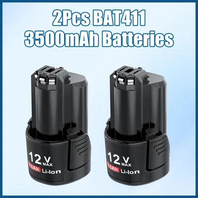 Produktbild von 12V Akku für Elektrowerkzeug - Li-Ion Ersatzakku - 3500 mAh Kapazität - kompatibel mit BAT411 BAT411A BAT412A BAT413A PS20-2 - 2er Pack