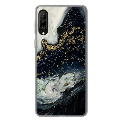 Produktbild von MuchoWow® Handyhülle Schutzhülle Hülle für Huawei P30 Lite Marmor - Naturstein - Gold Silikon Softcase Handy Hülle - Handyhülle