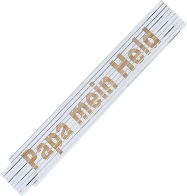 Produktbild von TE-Trend Zollstock Maßstab Holzgliedermasstab Laser Gravur Spruch Vatertag Opa Geburtstag Text Auswahl Spruchartikel Papa mein Held weiß