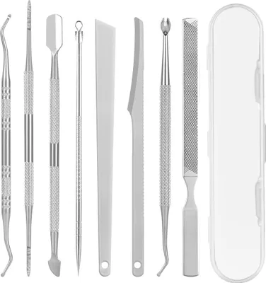 Produktbild von 8 Stück Set Eingewachsene und Nagelfeile, Kit zur Entfernung eingewachsener Zehennägel aus Edelstahl, Edelstahl Maniküre Nagelfeile Pediküre Fußpflege Werkzeuge für Hand Füße