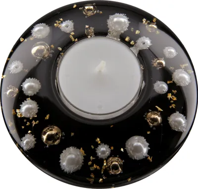 Produktbild von Moderner Teelichthalter Windlichthalter aus Glas schwarz Durchmesser 10 cm (Variante 3)