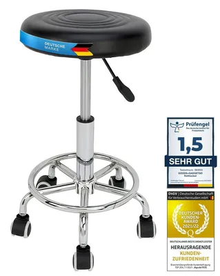 Ergonomischer Rollhocker, höhenverstellbar 46–63 cm, Kunstleder