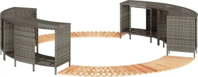 Produktbild von Whirlpool-Umrandung Grau Poly Rattan und Massivholz Akazie