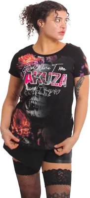 Produktbild von Yakuza Damen Glow Curved Crew Neck T-Shirt, Schwarz, XXL