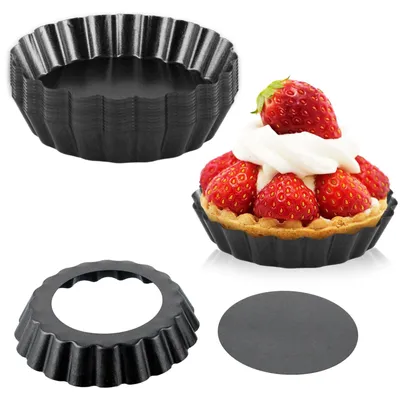 Image de Lot de 12 mini moules à tartelettes avec pâte levée