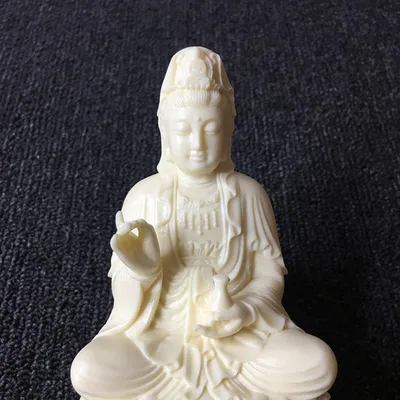 Obrázok produktu pre Socha Buddhy, sediaca, bohyňa Guanyin, symbol milosrdenstva, 13,1 x 7,5 x 6,5 cm, vhodná do domácnosti