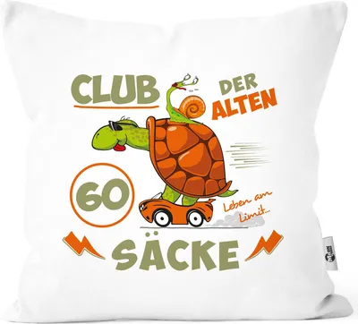 Produktbild von Kissen-Bezug witziges ironisches Geschenk für Männer zum 30, 35, 40, 45, 50, 55, 60, 65, 70, Geburtstag lustiger Spruch MoonWorks® 60 Jahre weiß unisize