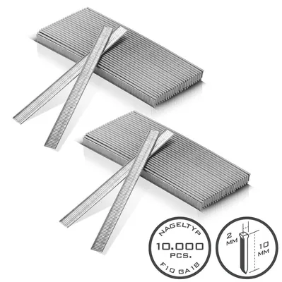 Produktbild von STAHLWERK Druckluft Nägel 10 mm Gauge 18 (1,25 x 1,05 mm) 2 mm Kopf 10.000er Set
