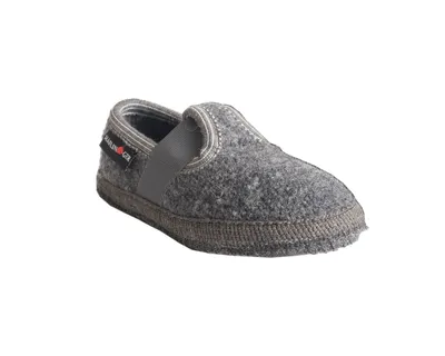 Produktbild von Haflinger 621002 Slipper Joschi Kinder Jungen Mädchen Hausschuhe Slipper Wolle , Größe:24 EU, Farbe:Grau