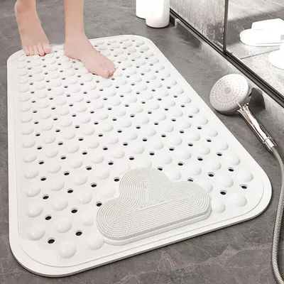 Immagine prodotto di Tappetino antiscivolo per doccia, 106x66 cm, in TPE bianco, con massaggio per i piedi e ventose