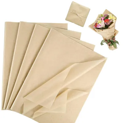 Image de Papier de soie, matériau d'emballage, couleur marron, kraft, 100 feuilles, dimensions 50x35 cm, papier cadeau brillant