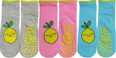 Obrázek produktu pro YOCLUB CYTRYNKI Dětské ponožky 3pack protiskluzové