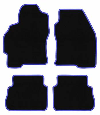 Produktbild von Velours-Fußmatten für Ford Mondeo MK2 1996-2000 (Kombi/Limousine/Liftback) – 4-tlg, Schwarz/Blau, passgenau – Wielganizator CARLUX