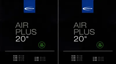 Produktbild von 2x Schwalbe Schlauch AV 7AP 20 Zoll (40/62-406) Air Plus
