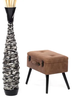 Produktbild von Leewadee Hohe Bodenvase 105 cm aus Mangoholz in schwarz