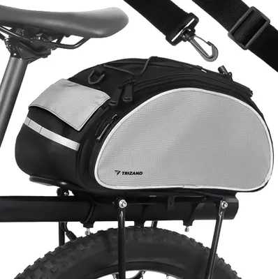 Produktbild von Fahrradtasche für Gepäckträger 13 L Klett-Befestigung Schultergurt Tragegriff Reflektoren Wasserabweisend für Fahrrad Rennrad E-Bike Motorrad Schwarz-Grau 14096