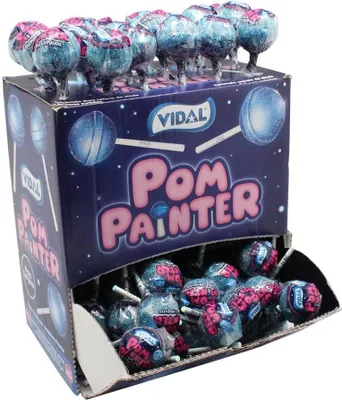 Obrázek produktu pro Zobrazit Kompletní Pom Painter lízátko na barvení jazyka (modré) 100 kusů