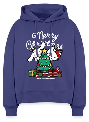 Produktbild von Spreadshirt Hello Kitty Und Cinnamoroll Weihnachten Frauen Boxy Organic Hoodie, M, Dämmerung