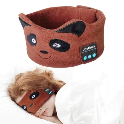 Produktbild von Kinder-Bluetooth-Kopfband-Kopfhörer Schlafmaske kabellose Kopfhörer eingebauter dünner Lautsprecher verstellbares Sport-Headset für Mädchen Jungen Braun