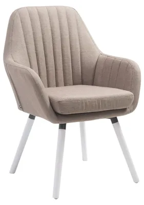 Produktbild von CLP Stuhl Florian Stoff mit Sitzpolster und Holzbeinen Gestell taupe Gestell Farbe weiß