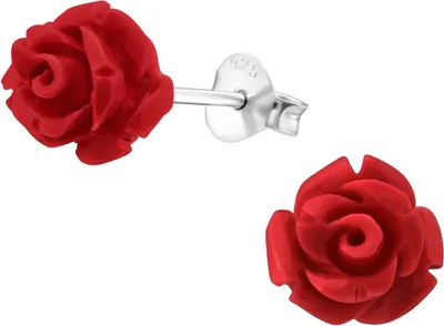 Produktbild von Ohrstecker 925 Sterling Silber Rosen in verschiedenen Farben Farbe - Rot