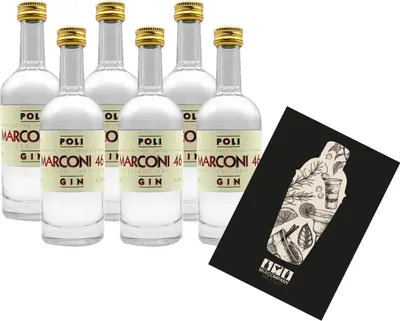 Produktbild von Poli Marconi 46 Gin Miniatur 6x 50ml (46% vol) Dry Gin Italien Mini- [Enthält Sulfite]