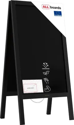 Immagine prodotto di Lavagna da gesso con cavalletto bifacciale 100x50cm NERA RESISTENTE ALL'ACQUA