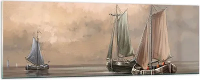 Produktbild von Bilder auf glas - Meer Boot Fischer - 90x30cm - Glasbilder - Wandbilder - Kunstdruck - zum Aufhängen bereit - Wanddekoration aus Glas - Glas Bilder - Wandbild auf Glas - Einteilig - GAB90x30-3514