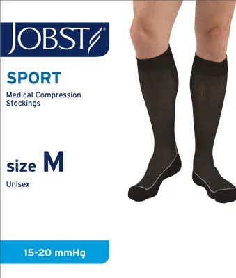 Produktbild von JOBST Sport Laufstrümpfe - Sportkompression für Damen und Herren - hilft, die Durchblutung zu verbessern - weich, leicht und atmungsaktiv, Cool Black