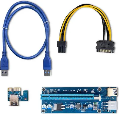 Obrázok produktu pre Qoltec Riser PCI-E 1x - 16x | USB 3.0 | ver. 009S | SATA / PCI-E 6-polig