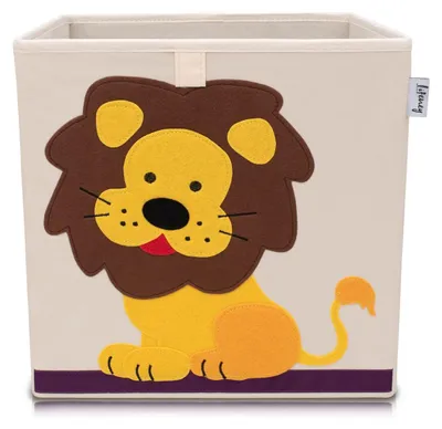 Produktbild von Lifeney Kinder Aufbewahrungsbox I praktische Aufbewahrungsbox für jedes Kinderzimmer I Kinder Spielkiste I Niedliche Spielzeugbox I Korb zur Aufbewahrung von Kinder Spielsachen (Löwe hell)