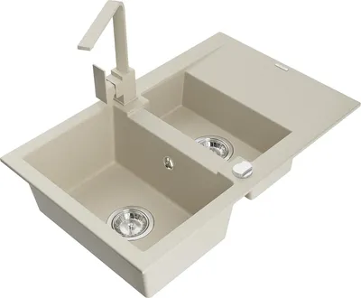 Immagine prodotto di Mexen Gaspar lavello in granito 1,5 vasca con scolapiatti e rubinetto da cucina Rita, beige - 6507-69-670300-69