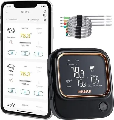 Obrázek produktu pro Teploměr na maso s WLAN a Bluetooth pro trouby a grily - Chytrá aplikace