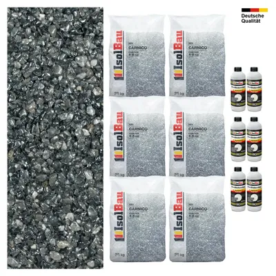 Steinteppich SET Carnico 4-8mm Marmorkies 150kg + PU-Bindemittel Set für 15m²