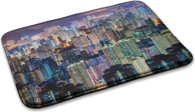 Produktbild von Teppich Wohnzimmer Schlafzimmer Modern - 75 cm x 45 cm - Stadt Bei Nacht