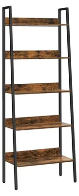 Immagine prodotto di Libreria a 5 ripiani, in legno, stile industriale, color marrone e nero vintage, dimensioni 30 x 60 x 170 cm